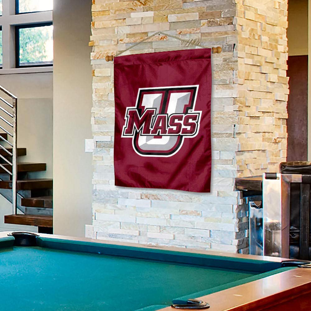 College Flags & Banners Co. UMass Minutemen Logo House Flag and Wood Banner Pole Set - Sports Collectibles, Sports Memorabilia, Sports Fan Shop, Sports Gifts