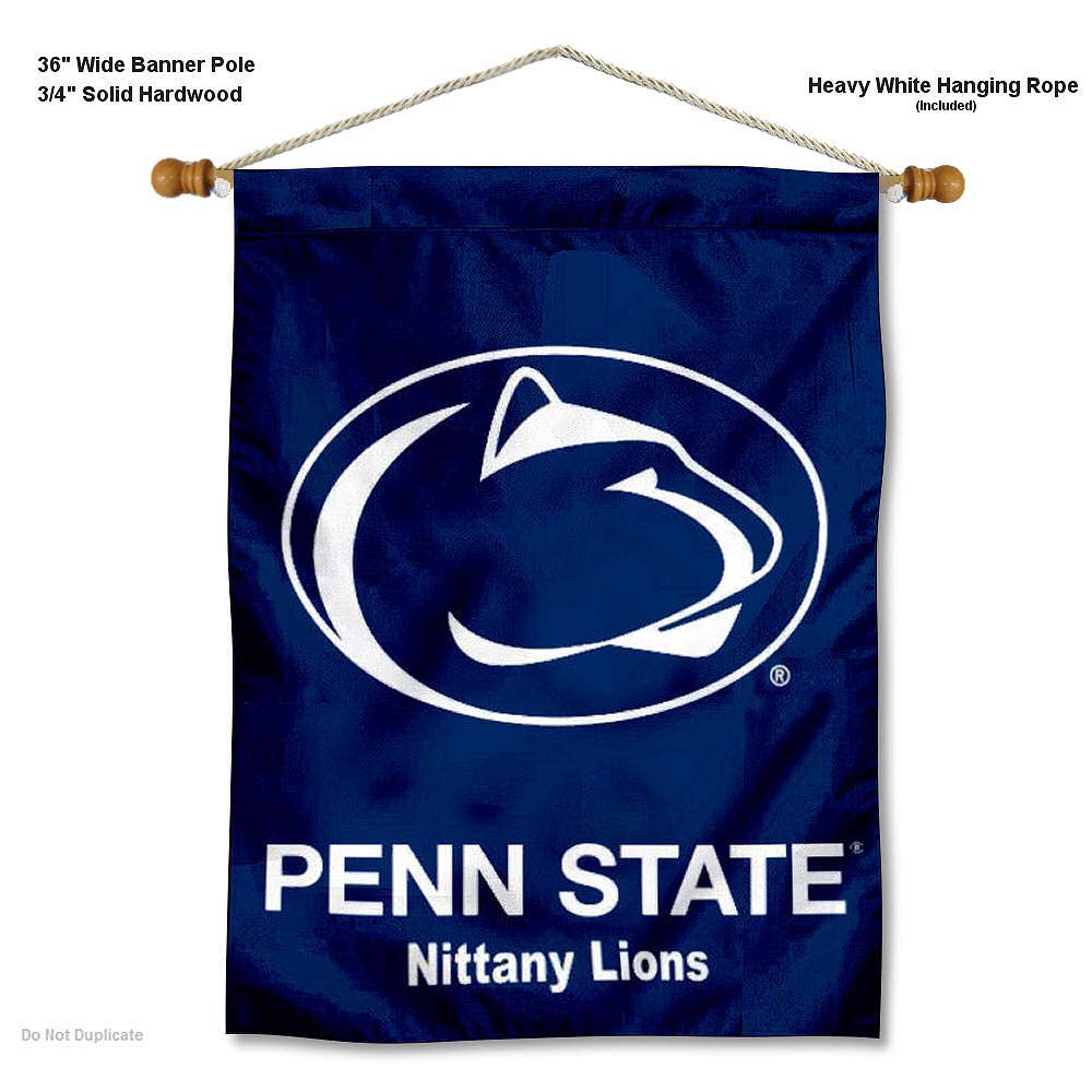 College Flags & Banners Co. Penn State Nittany Lions and Wood Banner Pole Set - Sports Collectibles, Sports Memorabilia, Sports Fan Shop, Sports Gifts