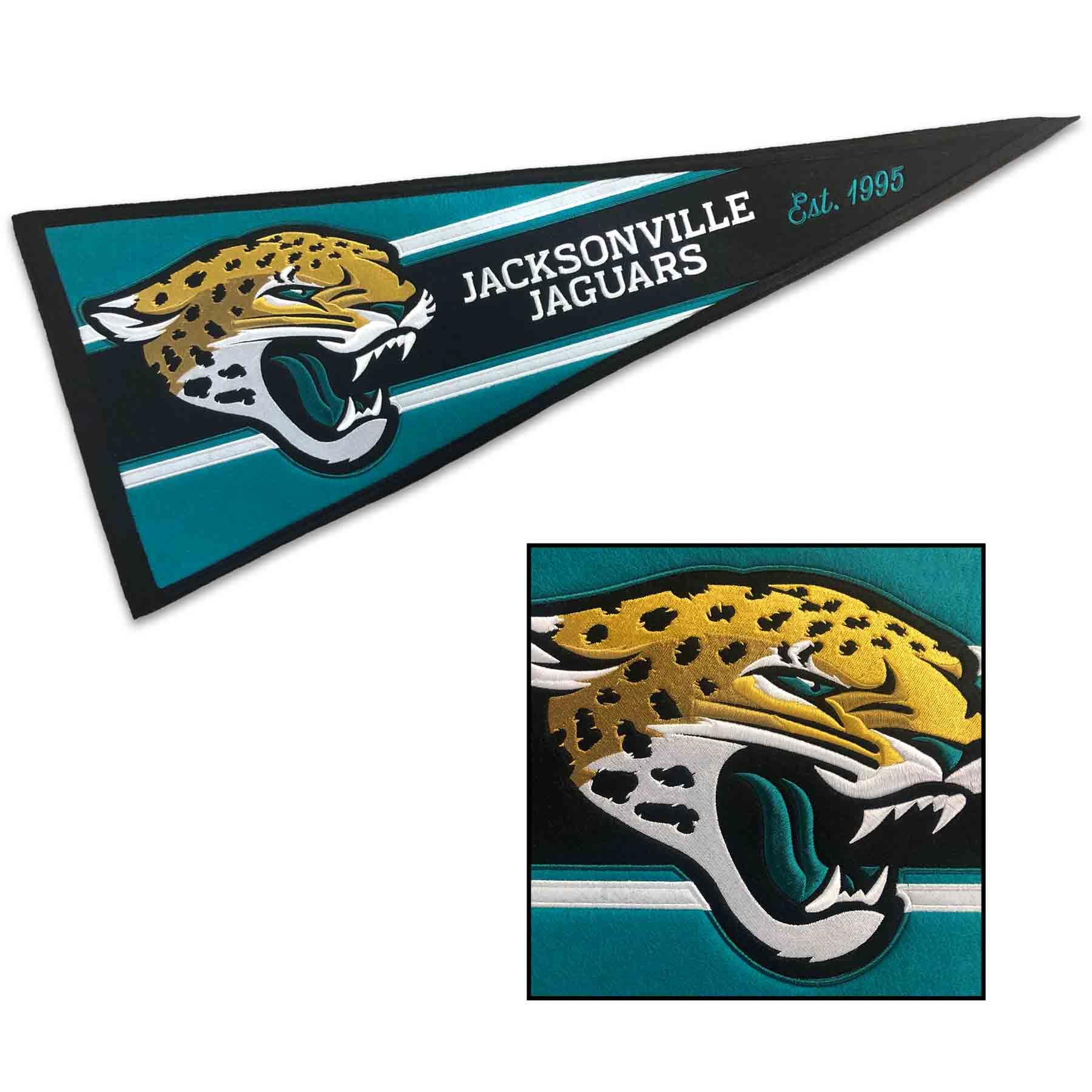 WinCraft Jacksonville Jaguars Embroidered and Sewn Pennant - Sports Collectibles, Sports Memorabilia, Sports Fan Shop, Sports Gifts
