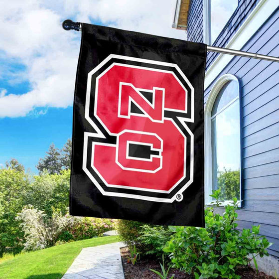 College Flags & Banners Co. NC State Wolfpack Black Banner Flag with Flag Pole Set - Sports Collectibles, Sports Memorabilia, Sports Fan Shop, Sports Gifts