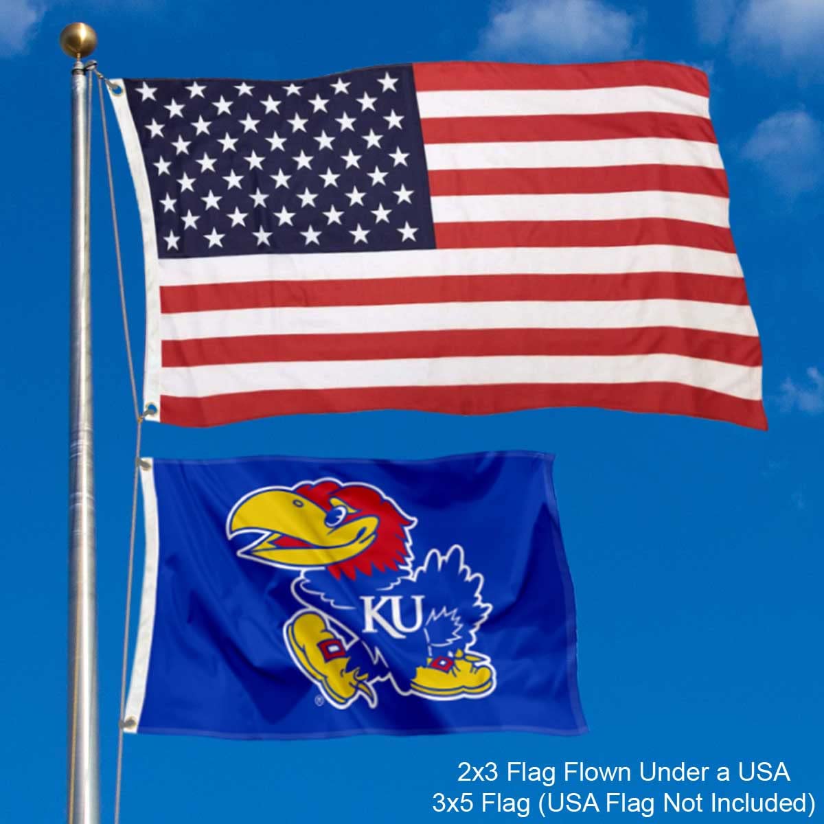 College Flags & Banners Co. Kansas KU Jayhawks Small 2x3 Foot Flag - Sports Collectibles, Sports Memorabilia, Sports Fan Shop, Sports Gifts
