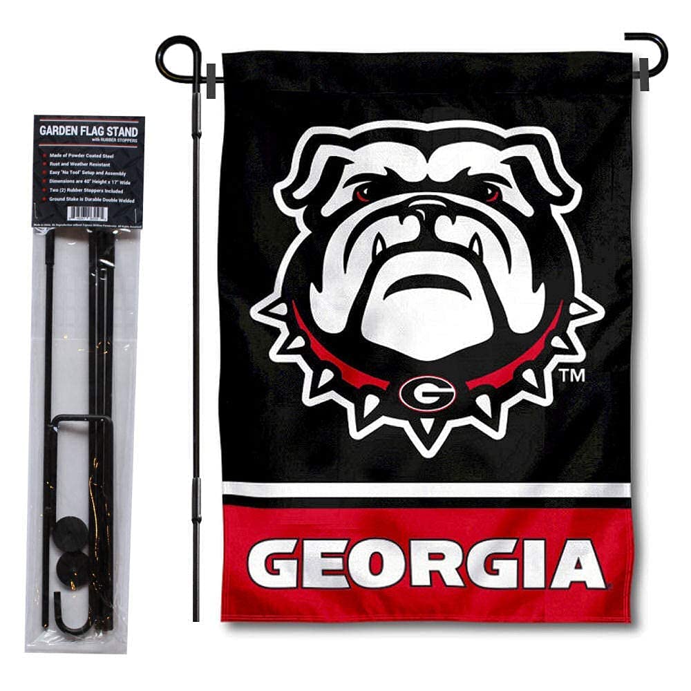 College Flags & Banners Co. Georgia Bulldogs Garden Flag and Flag Stand Pole Holder Set - Sports Collectibles, Sports Memorabilia, Sports Fan Shop, Sports Gifts