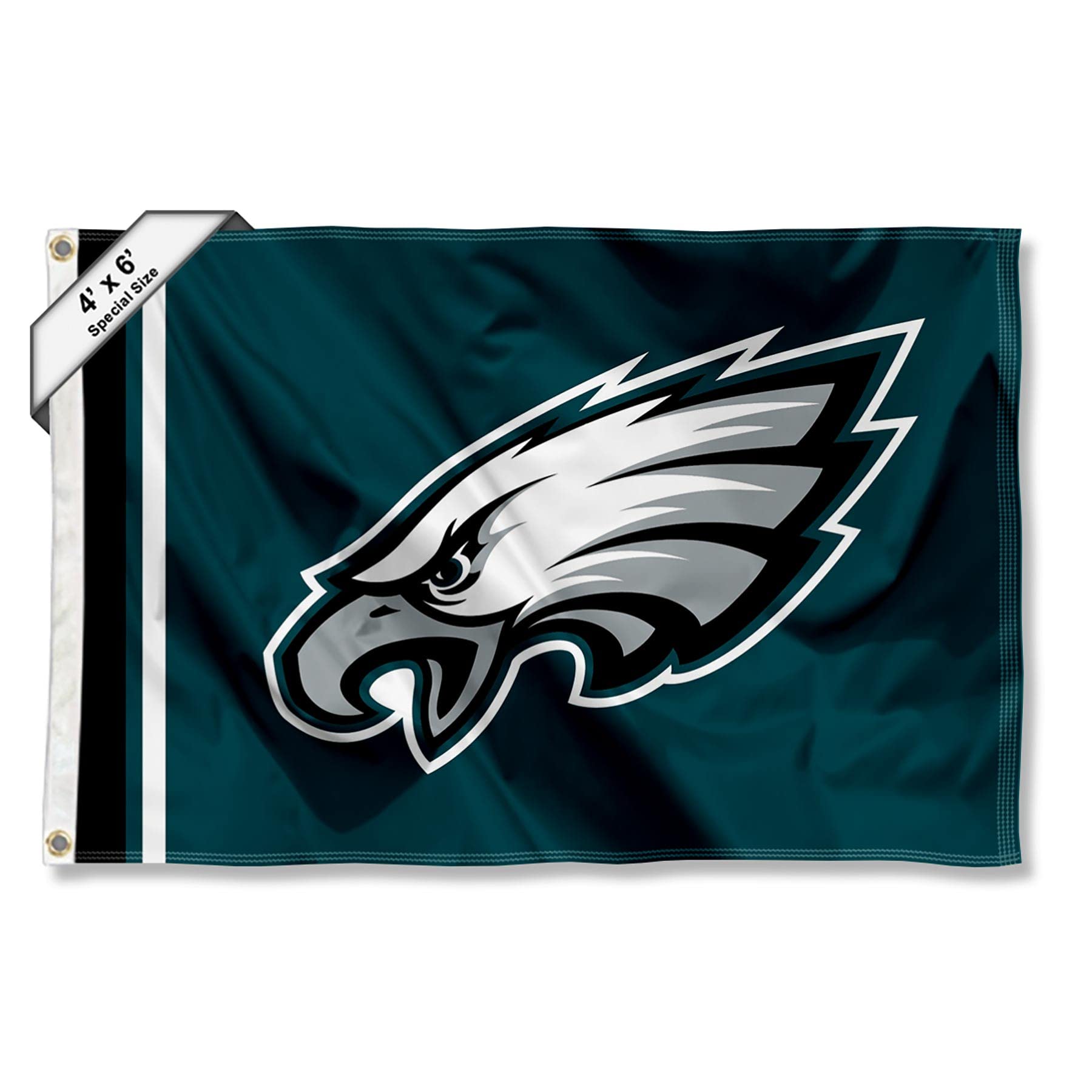WinCraft Philadelphia Eagles 4x6 Foot Large Outdoor Pole Flag - Sports Collectibles, Sports Memorabilia, Sports Fan Shop, Sports Gifts
