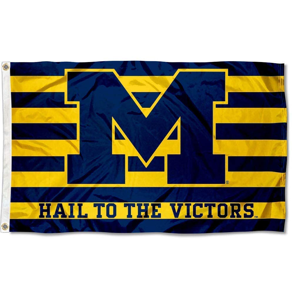 College Flags & Banners Co. Michigan Hail to the Victors and USA Flag 3x5 Set - Sports Collectibles, Sports Memorabilia, Sports Fan Shop, Sports Gifts