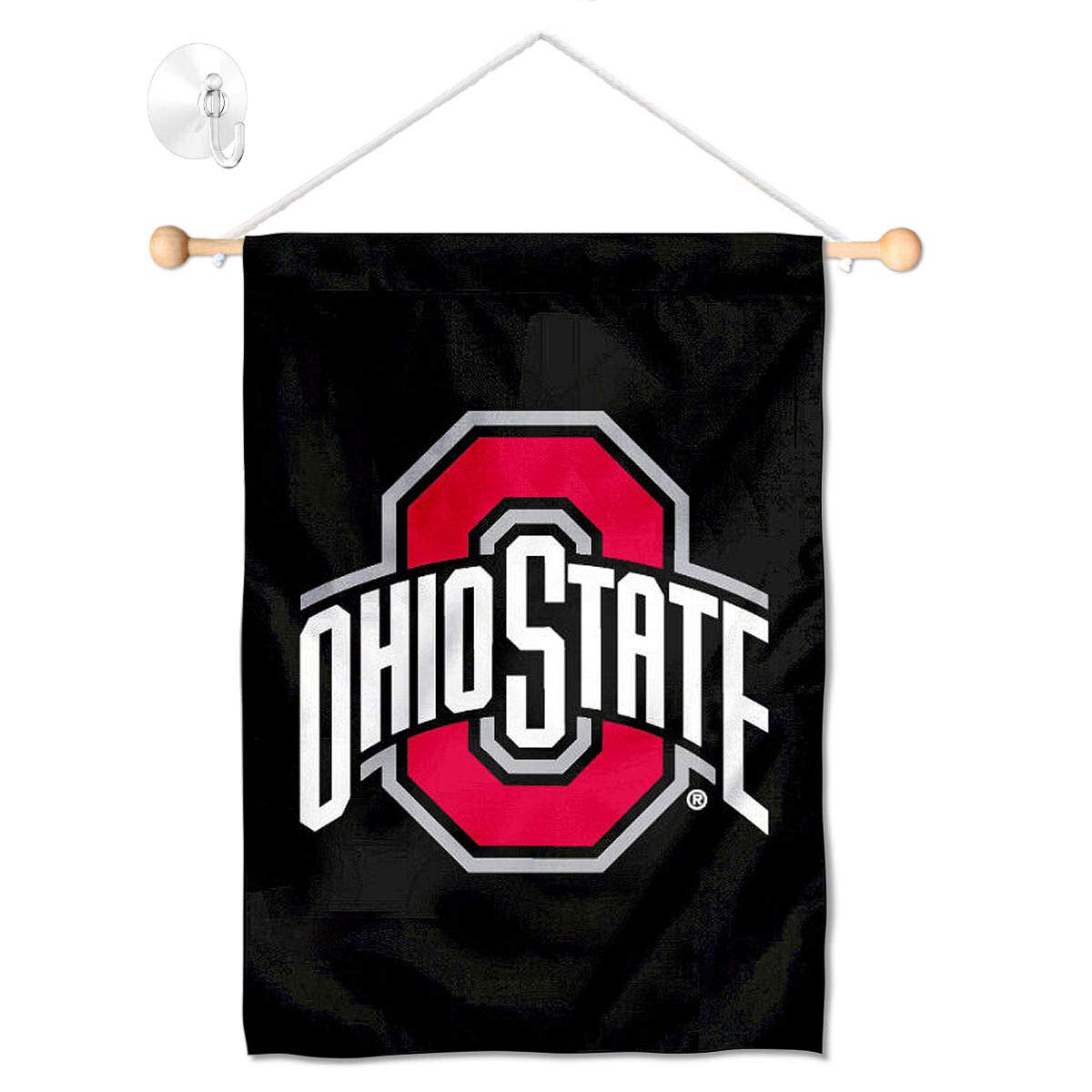 College Flags & Banners Co. Ohio State Buckeyes Black Window Wall Banner Hanging Flag with Suction Cup - Sports Collectibles, Sports Memorabilia, Sports Fan Shop, Sports Gifts