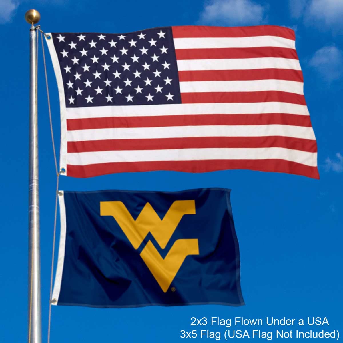 College Flags & Banners Co. West Virginia Small 2x3 Foot Flag - Sports Collectibles, Sports Memorabilia, Sports Fan Shop, Sports Gifts