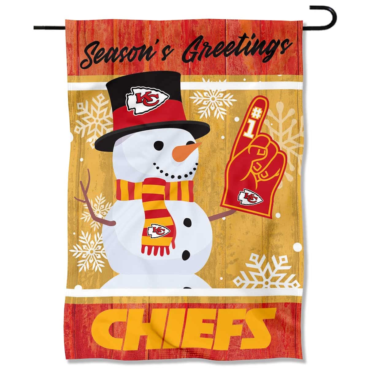Kansas City Chiefs Holiday Winter Snow Garden Flag Double Sided Banner - Sports Collectibles, Sports Memorabilia, Sports Fan Shop, Sports Gifts