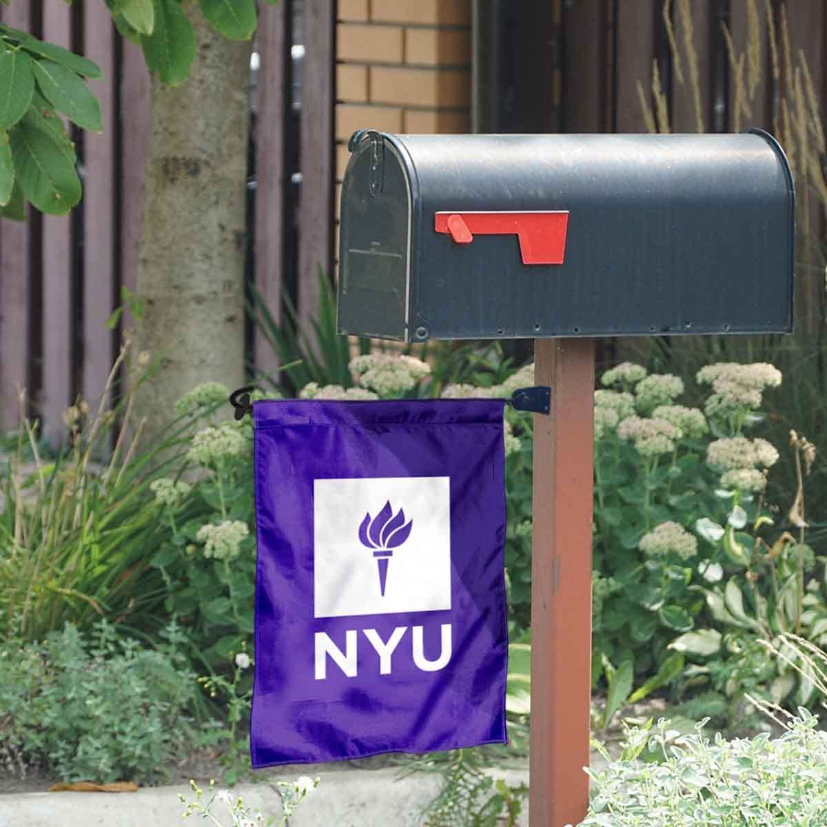 College Flags & Banners Co. New York University Garden Flag and Mailbox Post Pole Mount Holder Set - Sports Collectibles, Sports Memorabilia, Sports Fan Shop, Sports Gifts