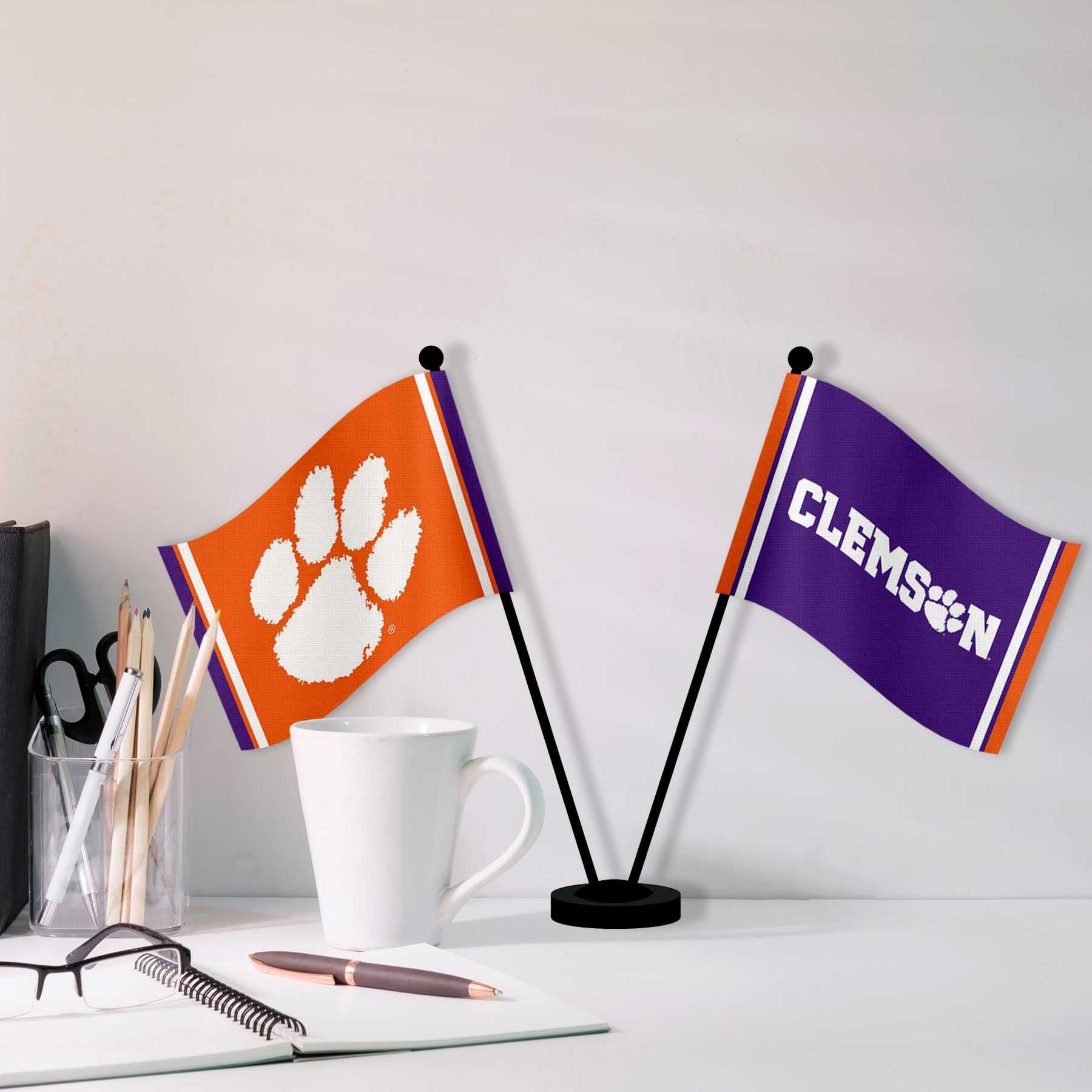 WinCraft Clemson Tigers Desk and Table Top Flags - Sports Collectibles, Sports Memorabilia, Sports Fan Shop, Sports Gifts