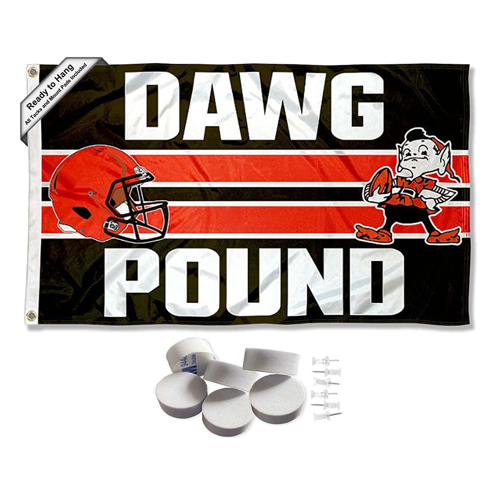 Cleveland Browns Dawg Pound Banner and Tapestry Wall Tack Pads - Sports Collectibles, Sports Memorabilia, Sports Fan Shop, Sports Gifts