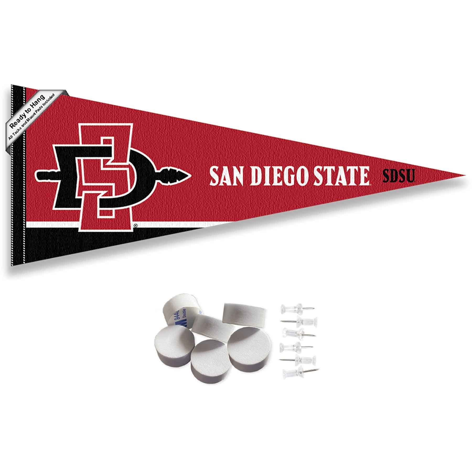College Flags & Banners Co. San Diego State Aztecs Pennant Flag and Wall Tack Mount Pads - Sports Collectibles, Sports Memorabilia, Sports Fan Shop, Sports Gifts