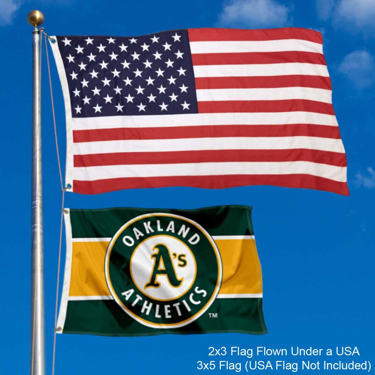 WinCraft Oakland Athletics 2x3 Foot Small Flag - Sports Collectibles, Sports Memorabilia, Sports Fan Shop, Sports Gifts
