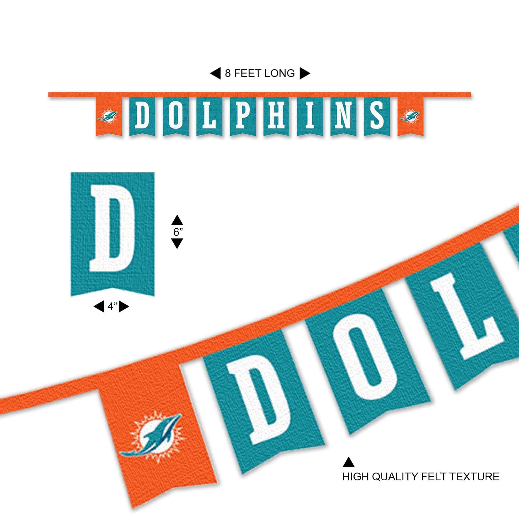 WinCraft Miami Dolphins Banner String Pennant Flags - Sports Collectibles, Sports Memorabilia, Sports Fan Shop, Sports Gifts