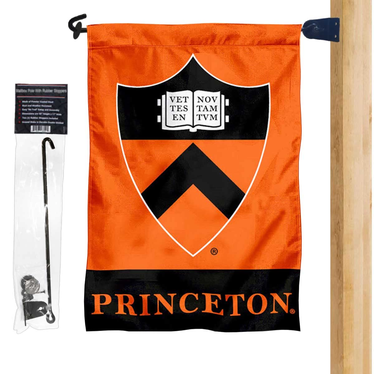 Princeton Tigers Shield Garden Flag and Mailbox Post Pole Mount Holder Set - Sports Collectibles, Sports Memorabilia, Sports Fan Shop, Sports Gifts