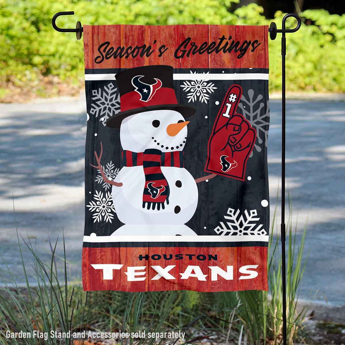 Houston Texans Holiday Winter Snow Garden Flag Double Sided Banner - Sports Collectibles, Sports Memorabilia, Sports Fan Shop, Sports Gifts