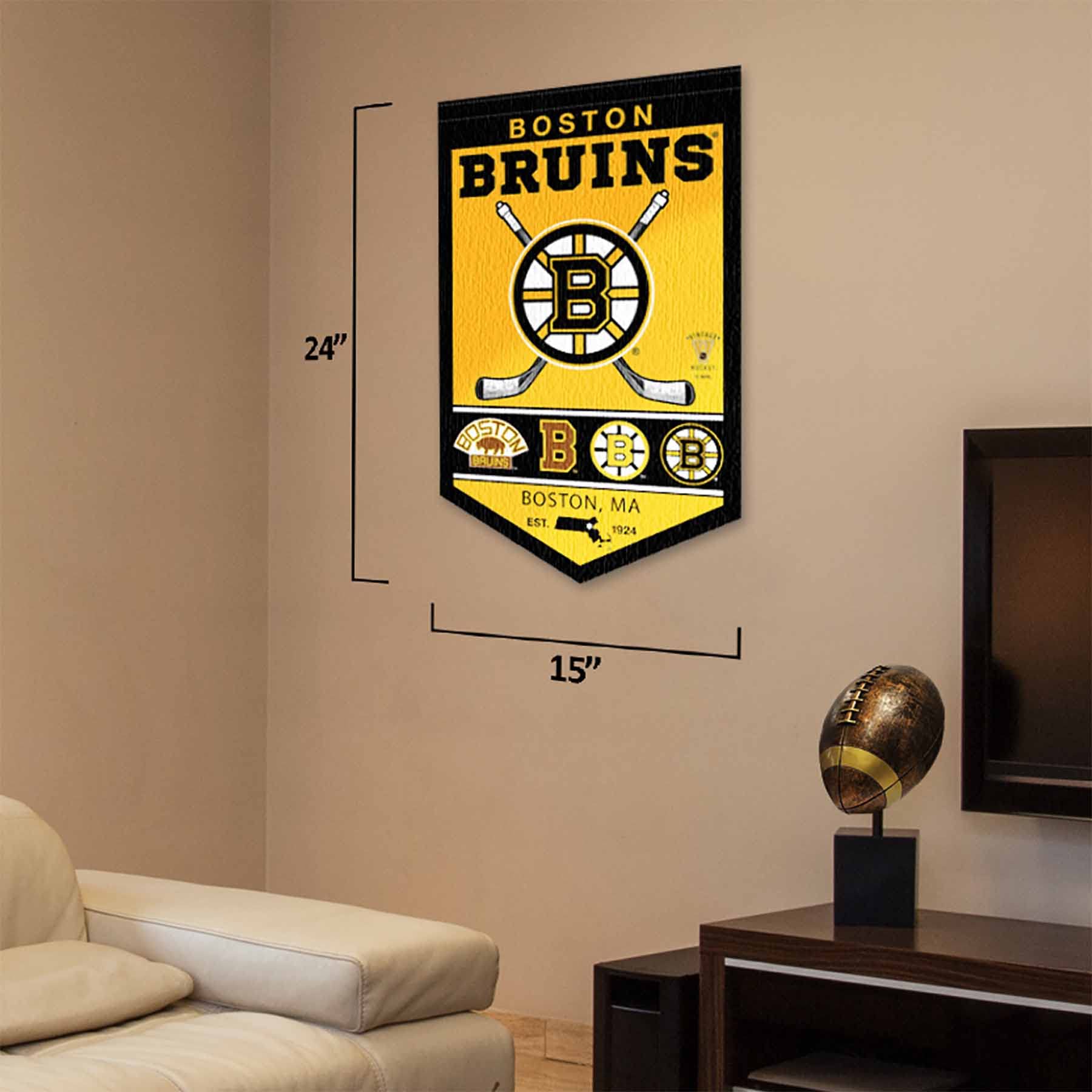 WinCraft Boston Bruins Heritage History Banner Pennant - Sports Collectibles, Sports Memorabilia, Sports Fan Shop, Sports Gifts
