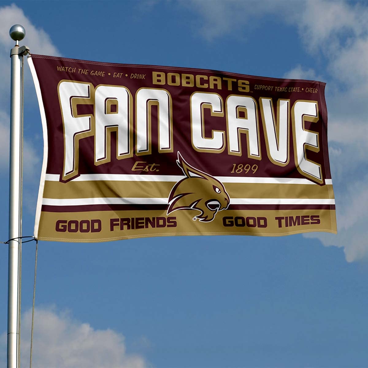 Texas State Bobcats Fan Man Cave Banner Flag - Sports Collectibles, Sports Memorabilia, Sports Fan Shop, Sports Gifts