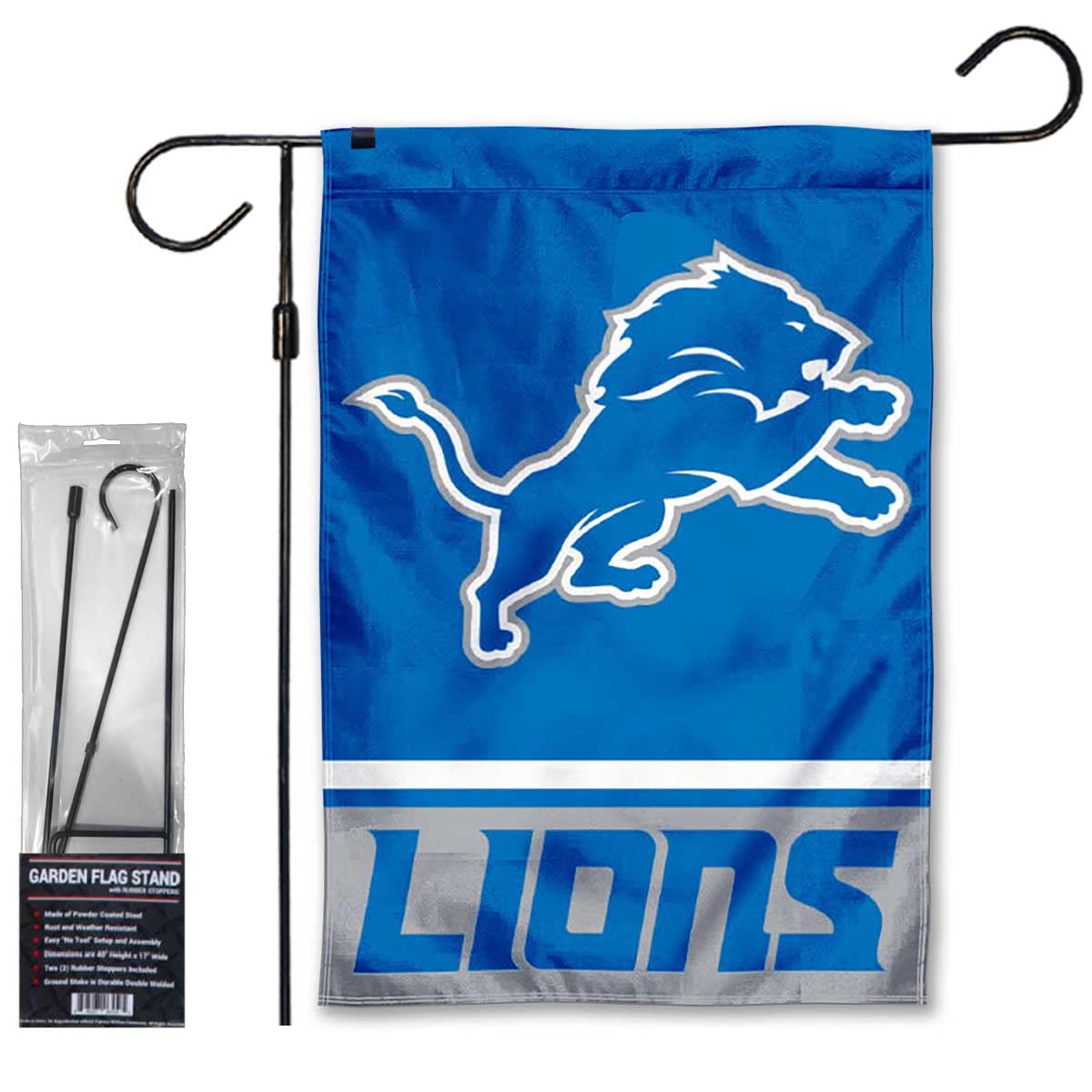 WinCraft Lions Garden Flag and Stand Pole Holder Mount - Sports Collectibles, Sports Memorabilia, Sports Fan Shop, Sports Gifts