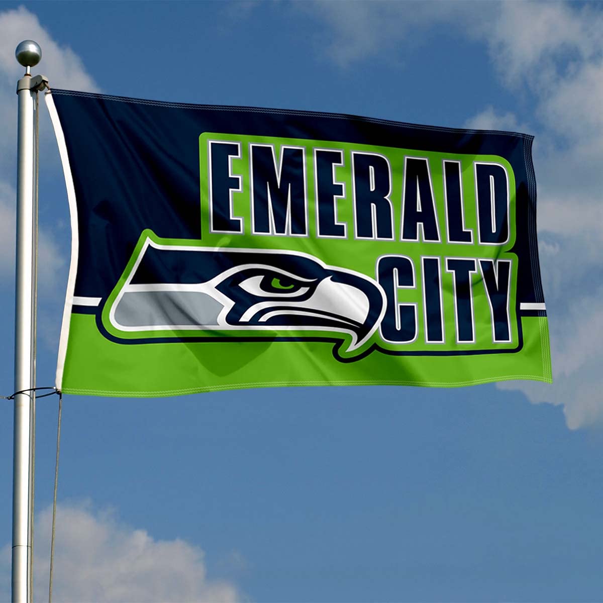 WinCraft Seattle Seahawks Emerald City 3x5 Outdoor Flag - Sports Collectibles, Sports Memorabilia, Sports Fan Shop, Sports Gifts