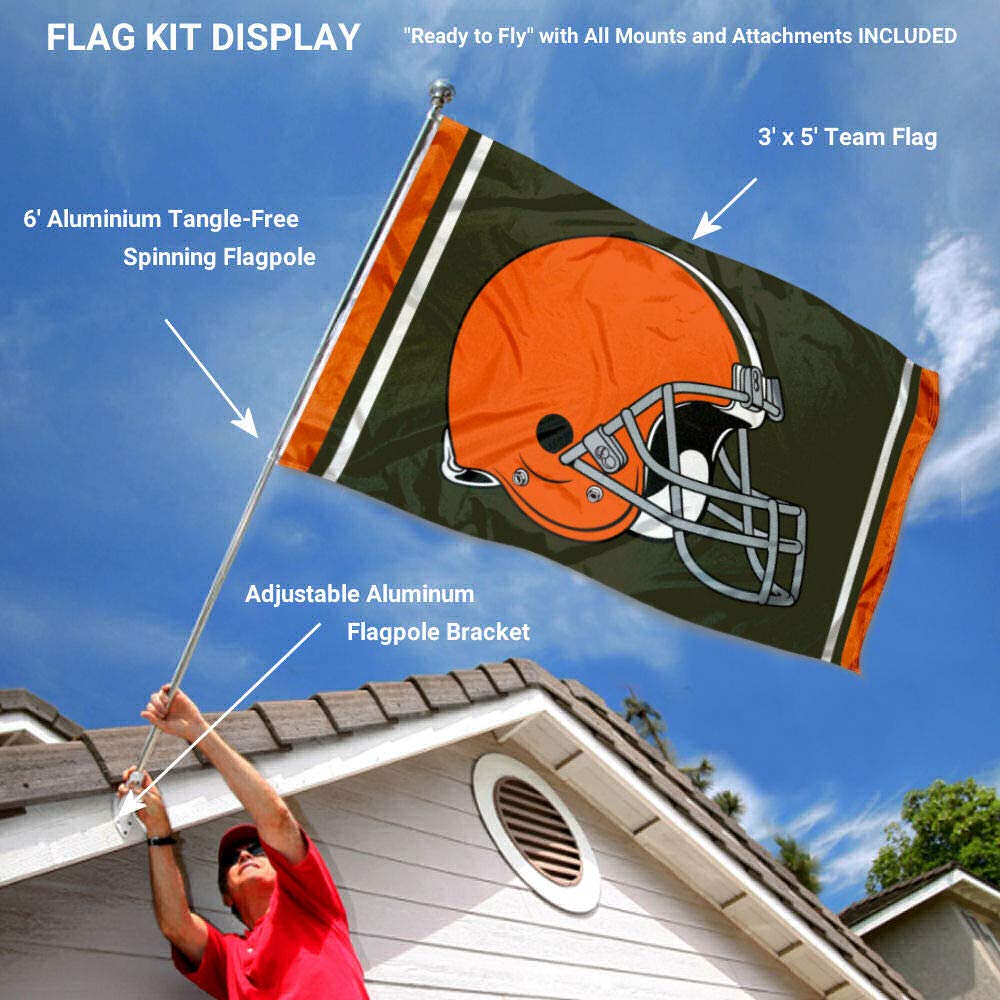 WinCraft Cleveland Browns Flag Pole and Bracket Kit - Sports Collectibles, Sports Memorabilia, Sports Fan Shop, Sports Gifts
