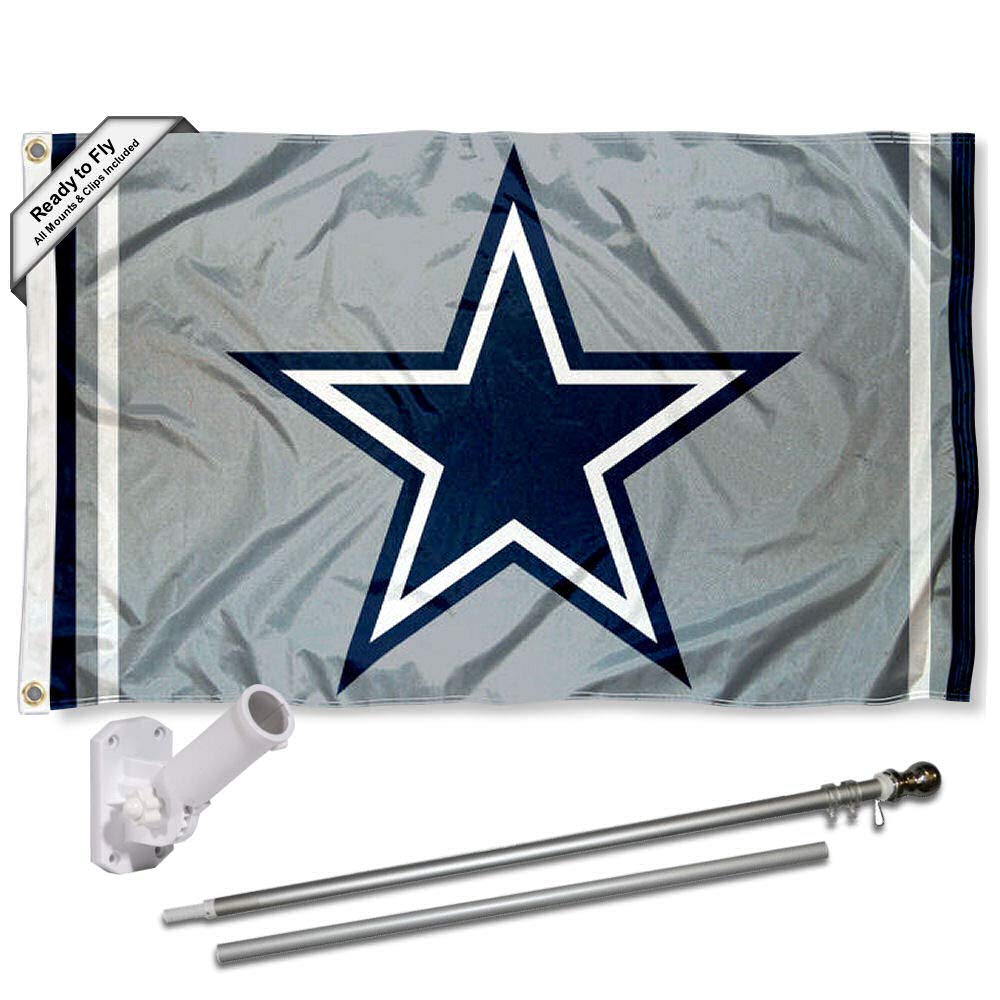 WinCraft Dallas Silver Flag Pole and Bracket Kit - Sports Collectibles, Sports Memorabilia, Sports Fan Shop, Sports Gifts