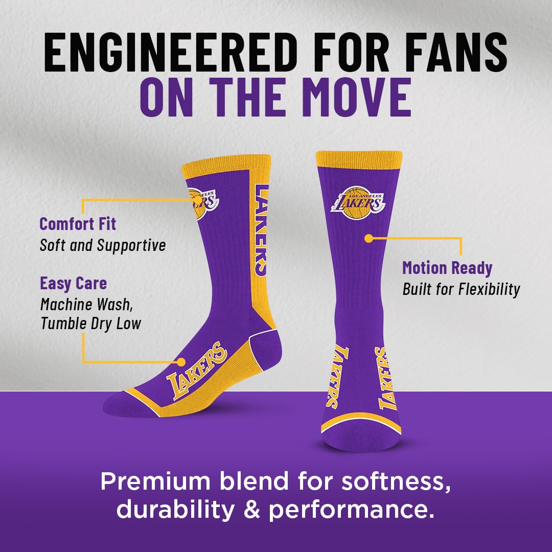For Bare Feet NBA LOS ANGELES LAKERS MVP Crew Sock Team Color Large - Sports Gifts, Sports Memorabilia, Sports Collectibles, Fan Shop