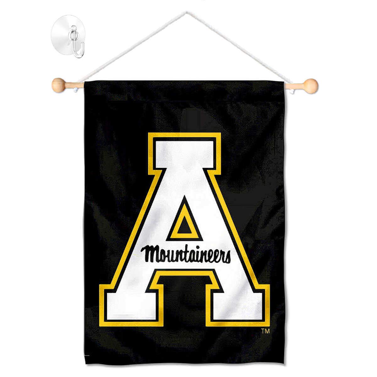 College Flags & Banners Co. Appalachian State Mountaineers Black Banner for Windows Doors and Walls - Sports Collectibles, Sports Memorabilia, Sports Fan Shop, Sports Gifts