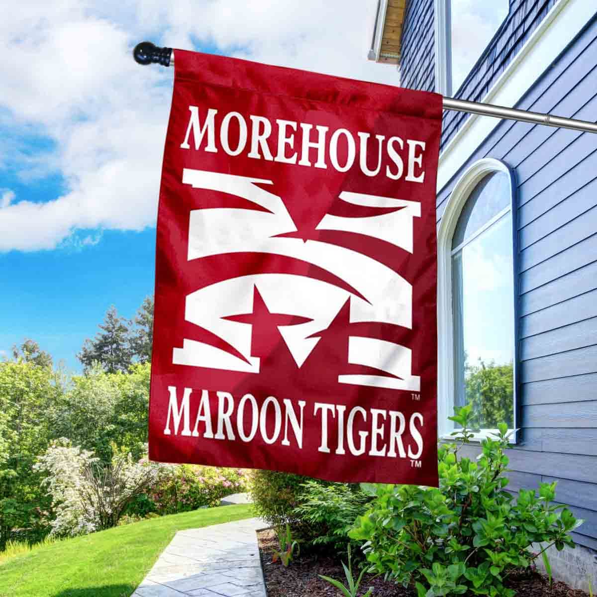 College Flags & Banners Co. Morehouse Maroon Tigers Banner Flag with Flag Pole Set - Sports Collectibles, Sports Memorabilia, Sports Fan Shop, Sports Gifts