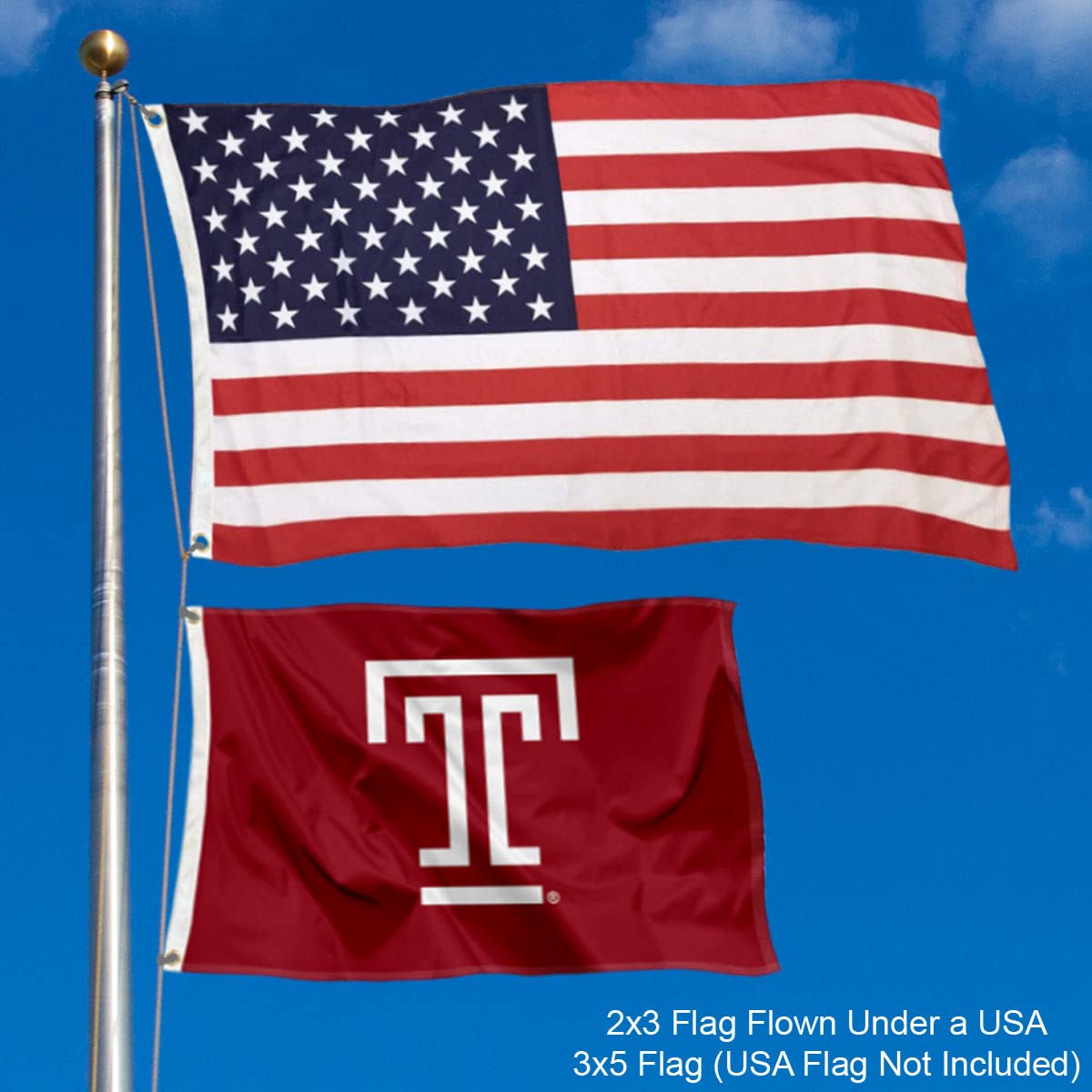 College Flags & Banners Co. Temple Owls Small 2x3 Foot Flag - Sports Collectibles, Sports Memorabilia, Sports Fan Shop, Sports Gifts
