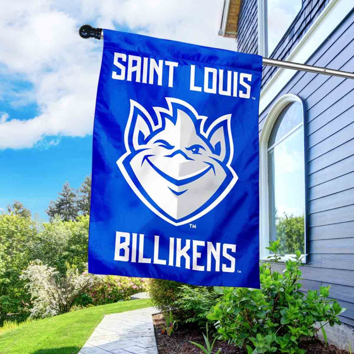 SLU Billikens New Logo House Flag with Flag Pole Set - Sports Collectibles, Sports Memorabilia, Sports Fan Shop, Sports Gifts