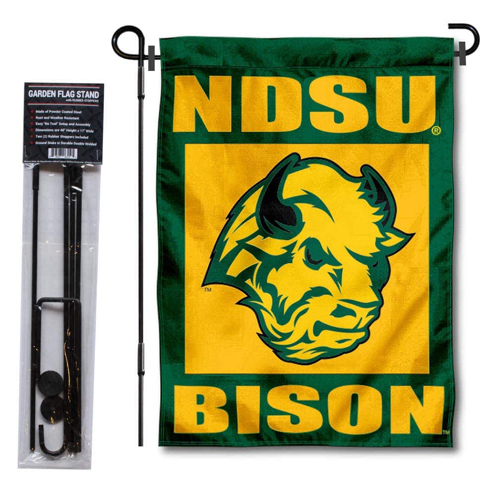 North Dakota State University Garden Flag and Flag Stand Pole Holder Set - Sports Collectibles, Sports Memorabilia, Sports Fan Shop, Sports Gifts