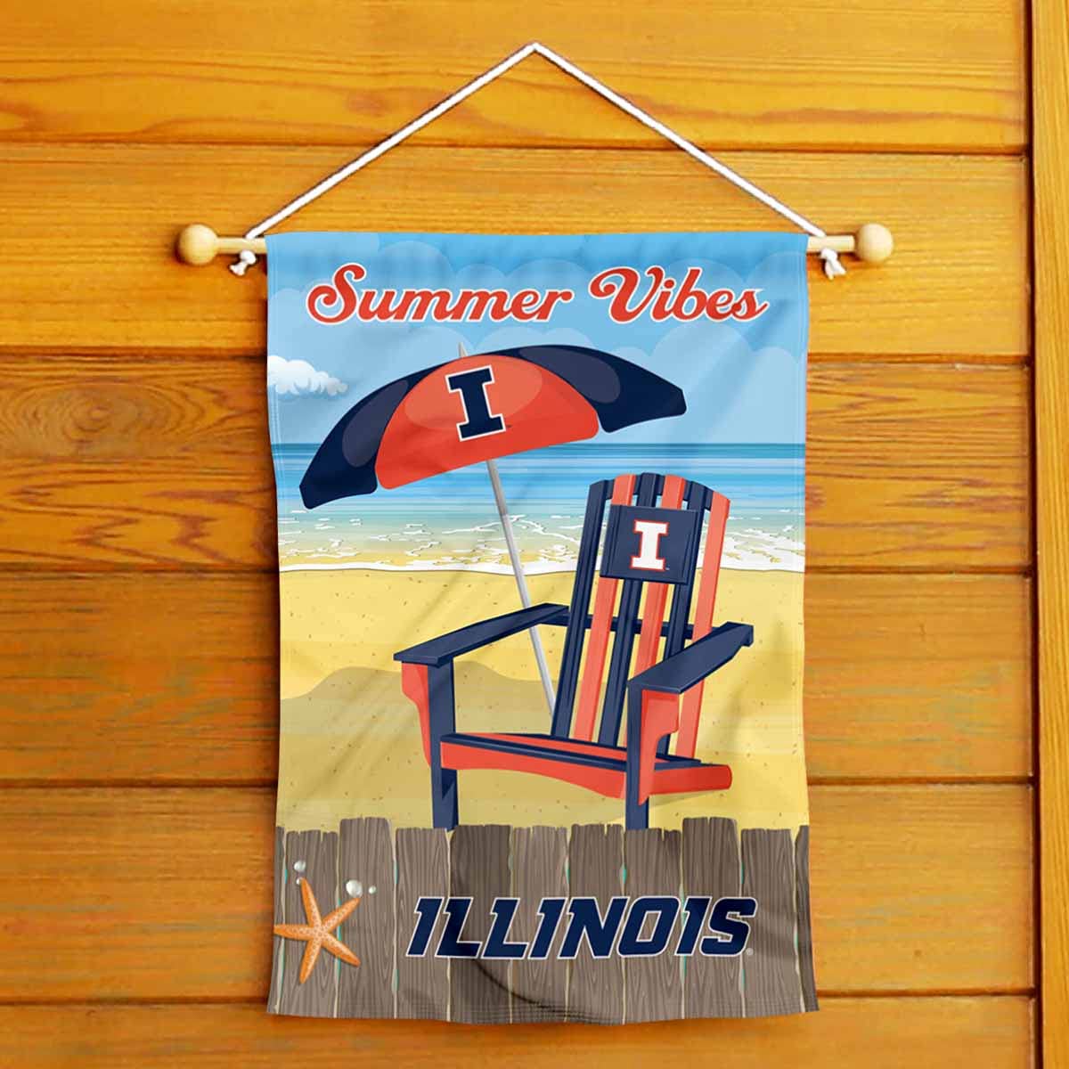College Flags & Banners Co. Illinois Fighting Illini Summer Season Vibes Double Sided Garden Yard Flag - Sports Collectibles, Sports Memorabilia, Sports Fan Shop, Sports Gifts