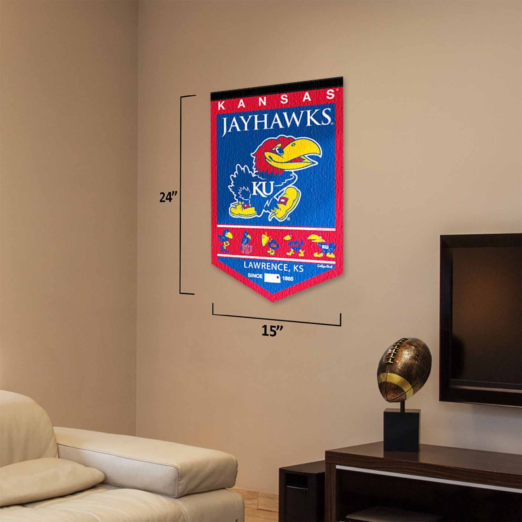 College Flags & Banners Co. Kansas KU Jayhawks Heritage History Banner Pennant - Sports Collectibles, Sports Memorabilia, Sports Fan Shop, Sports Gifts