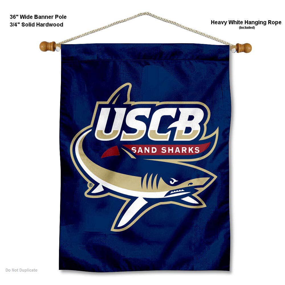 College Flags & Banners Co. USCB Sand Sharks House Flag and Wood Banner Pole Set - Sports Collectibles, Sports Memorabilia, Sports Fan Shop, Sports Gifts