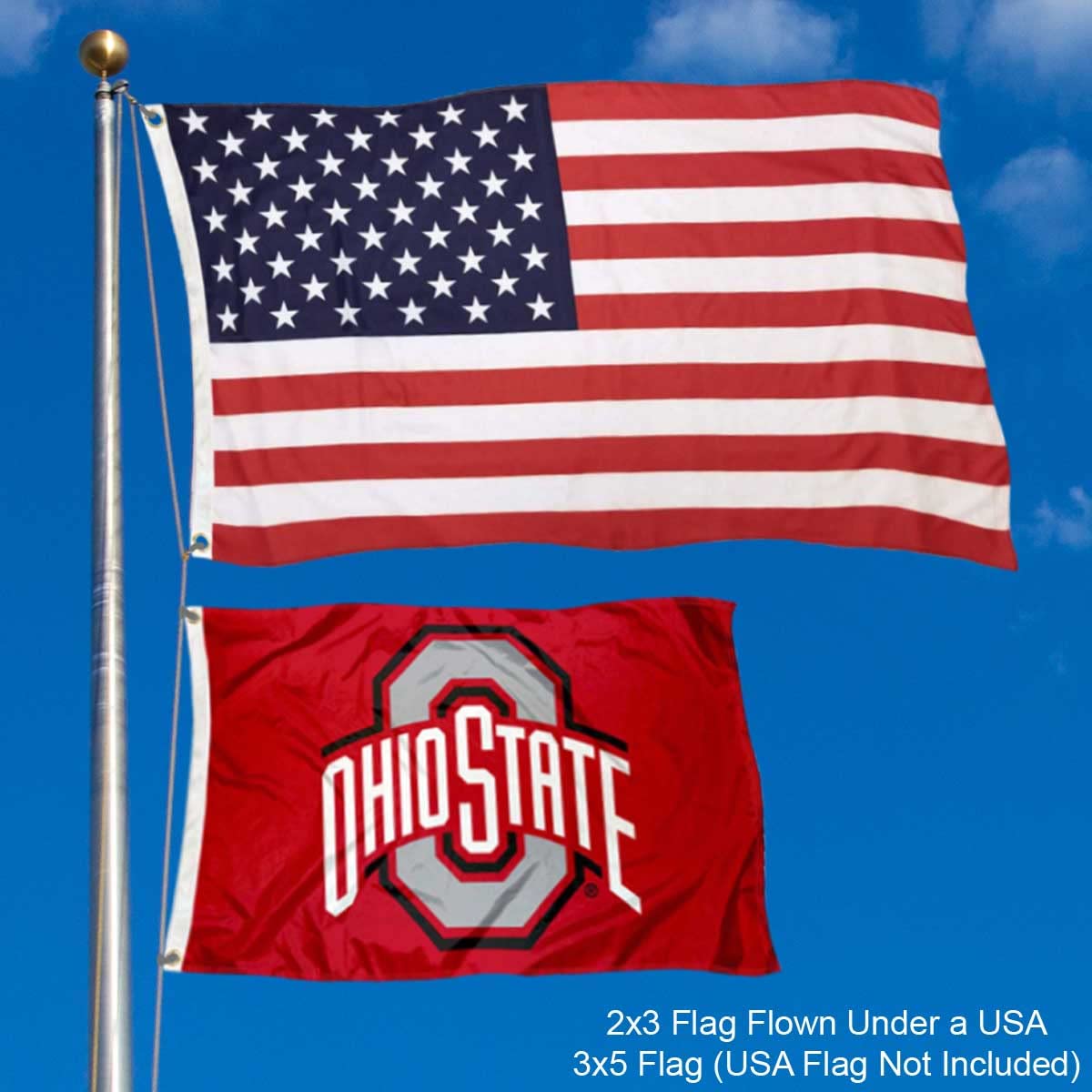 College Flags & Banners Co. Ohio State Buckeyes 2x3 Foot Flag - Sports Collectibles, Sports Memorabilia, Sports Fan Shop, Sports Gifts