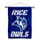 Rice Owls New Owl Logo Double Sided House Flag and Wood Banner Pole Set - Sports Collectibles, Sports Memorabilia, Sports Fan Shop, Sports Gifts