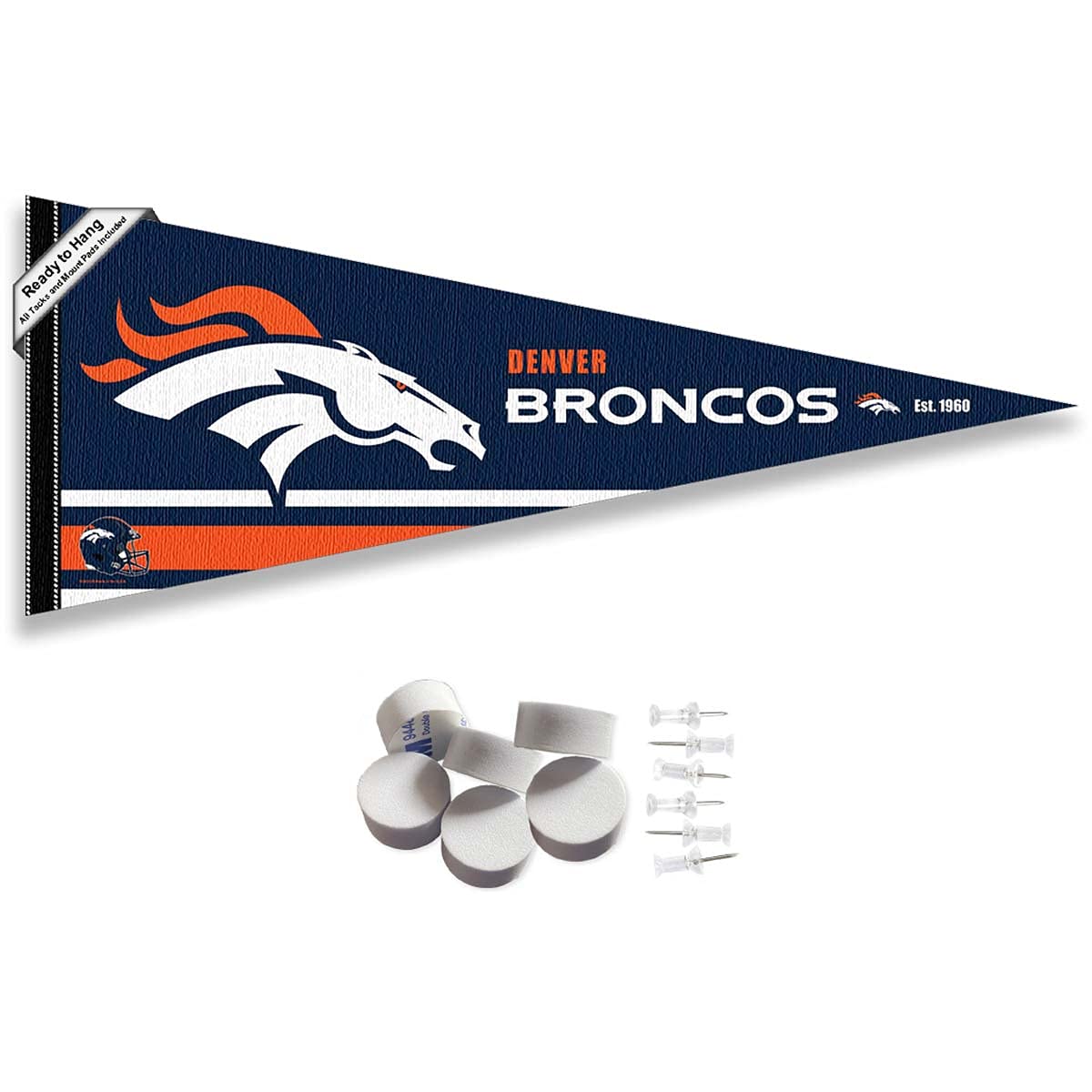 Denver Broncos Pennant Banner and Wall Tack Pads - Sports Collectibles, Sports Memorabilia, Sports Fan Shop, Sports Gifts
