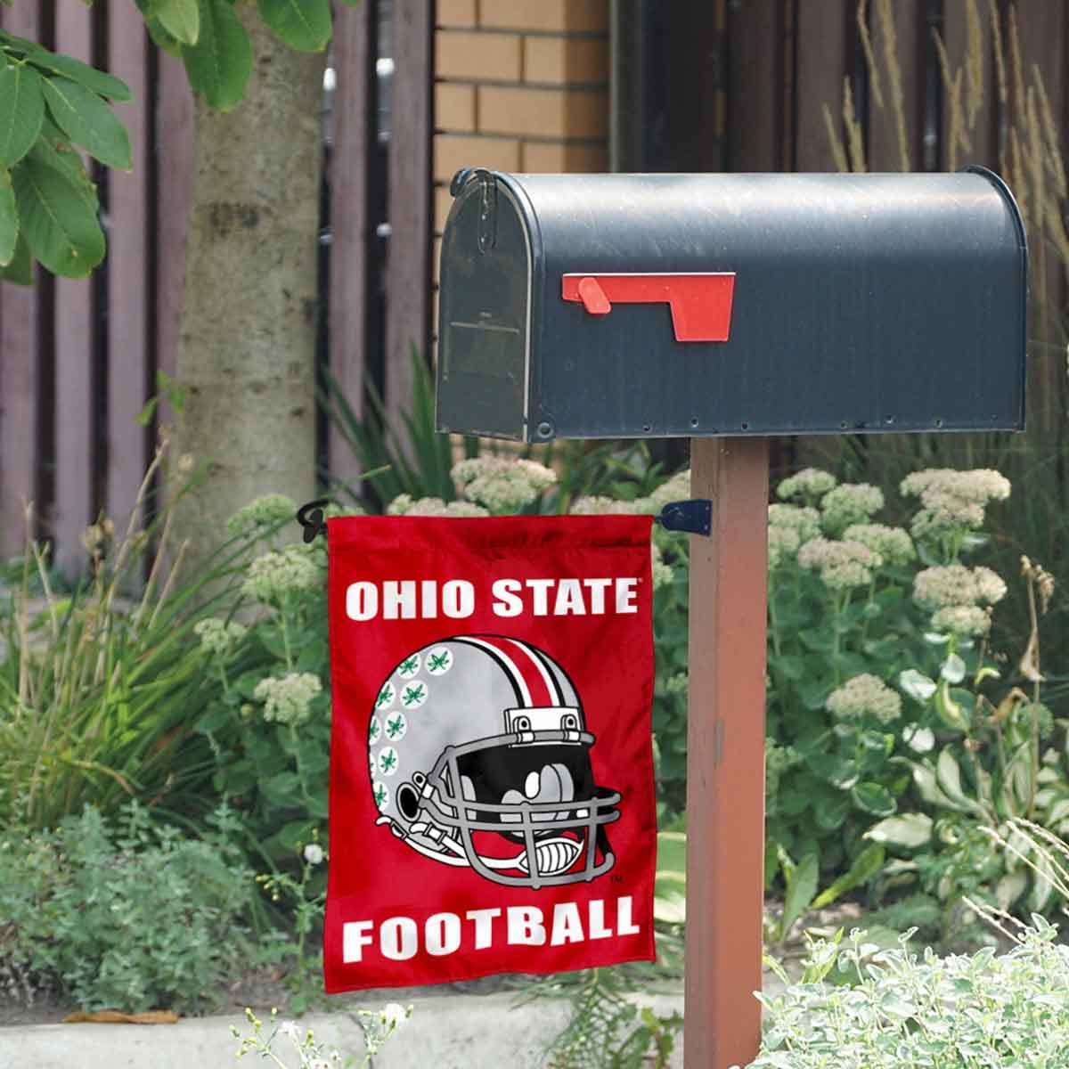 Ohio State University Helmet Yard Flag and Mailbox Post Pole Mount Holder Set - Sports Collectibles, Sports Memorabilia, Sports Fan Shop, Sports Gifts