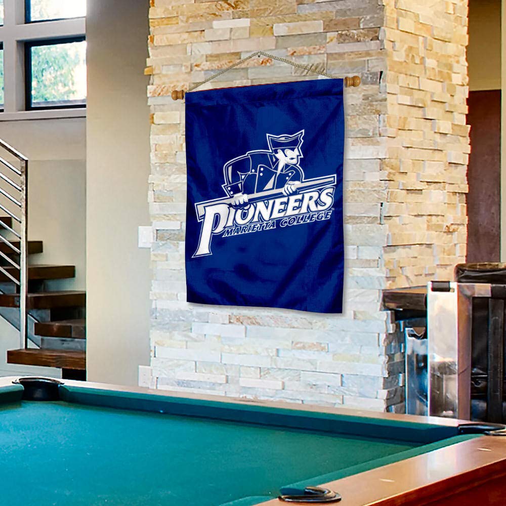 College Flags & Banners Co. Marietta College Pioneers Double Sided House Flag and Wood Banner Pole Set - Sports Collectibles, Sports Memorabilia, Sports Fan Shop, Sports Gifts