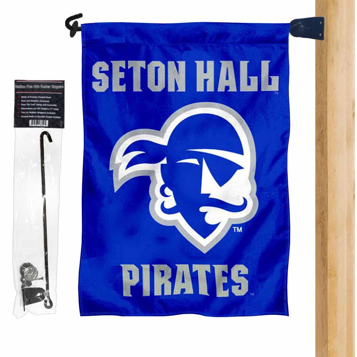 SHU Pirates Garden Flag and Mailbox Post Pole Mount Holder Set - Sports Collectibles, Sports Memorabilia, Sports Fan Shop, Sports Gifts