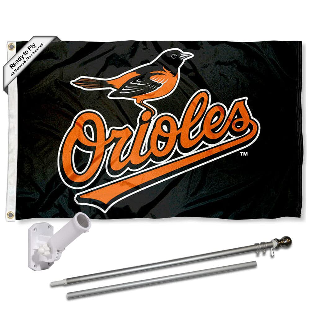 WinCraft Baltimore Orioles Flag Pole and Bracket Set - Sports Collectibles, Sports Memorabilia, Sports Fan Shop, Sports Gifts