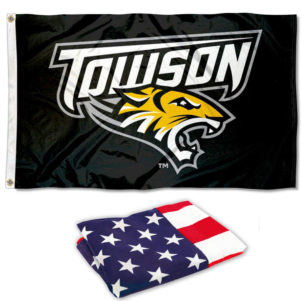 Towson University 3x5 Flag and USA 3x5 Flag Set - Sports Collectibles, Sports Memorabilia, Sports Fan Shop, Sports Gifts