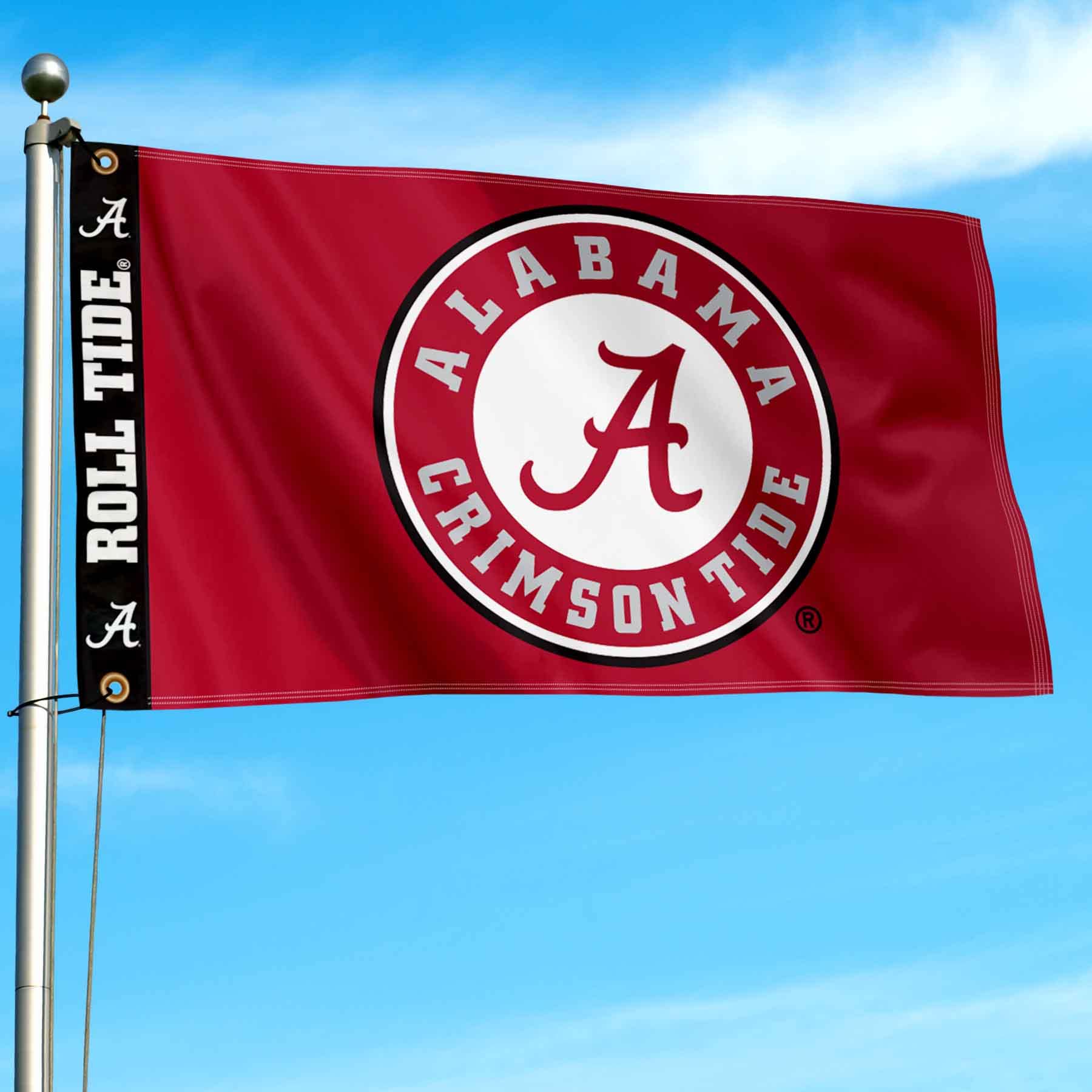College Flags & Banners Co. Alabama Crimson Tide Printed Header 3x5 Foot Banner Flag - Sports Collectibles, Sports Memorabilia, Sports Fan Shop, Sports Gifts