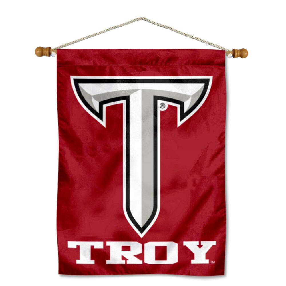 College Flags & Banners Co. Troy Trojans Double Sided House Flag and Wood Banner Pole Set - Sports Collectibles, Sports Memorabilia, Sports Fan Shop, Sports Gifts