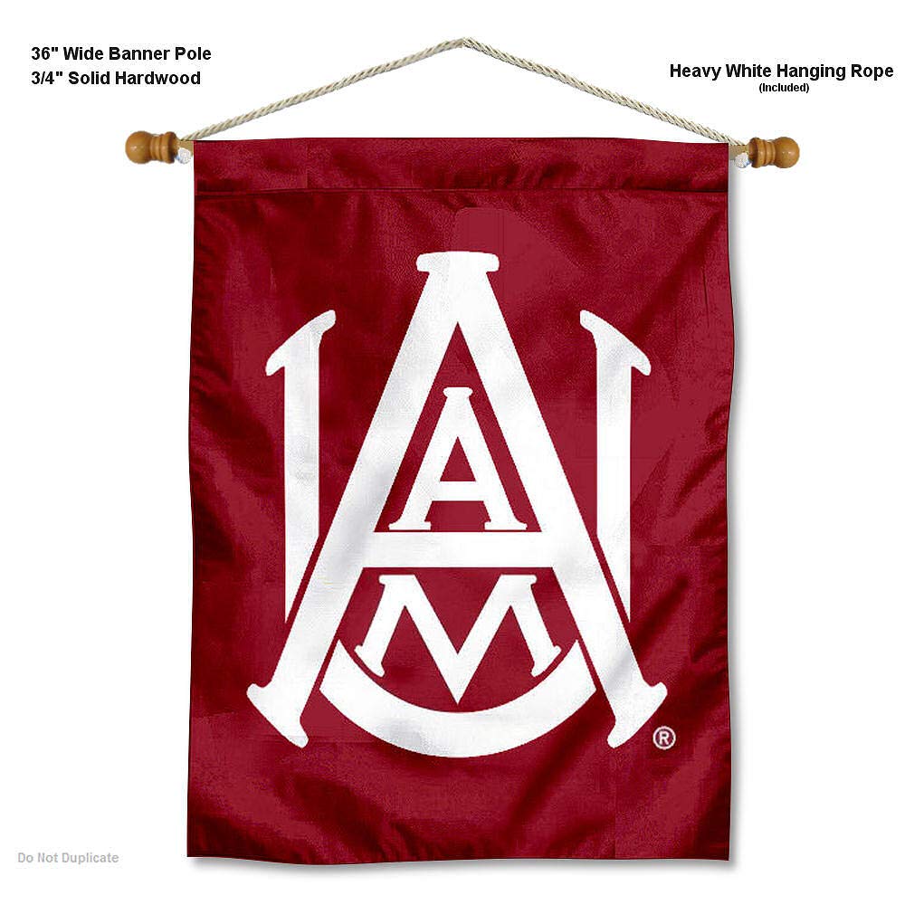 Alabama A&M University Banner Flag and Wood Banner Pole Set - Sports Collectibles, Sports Memorabilia, Sports Fan Shop, Sports Gifts