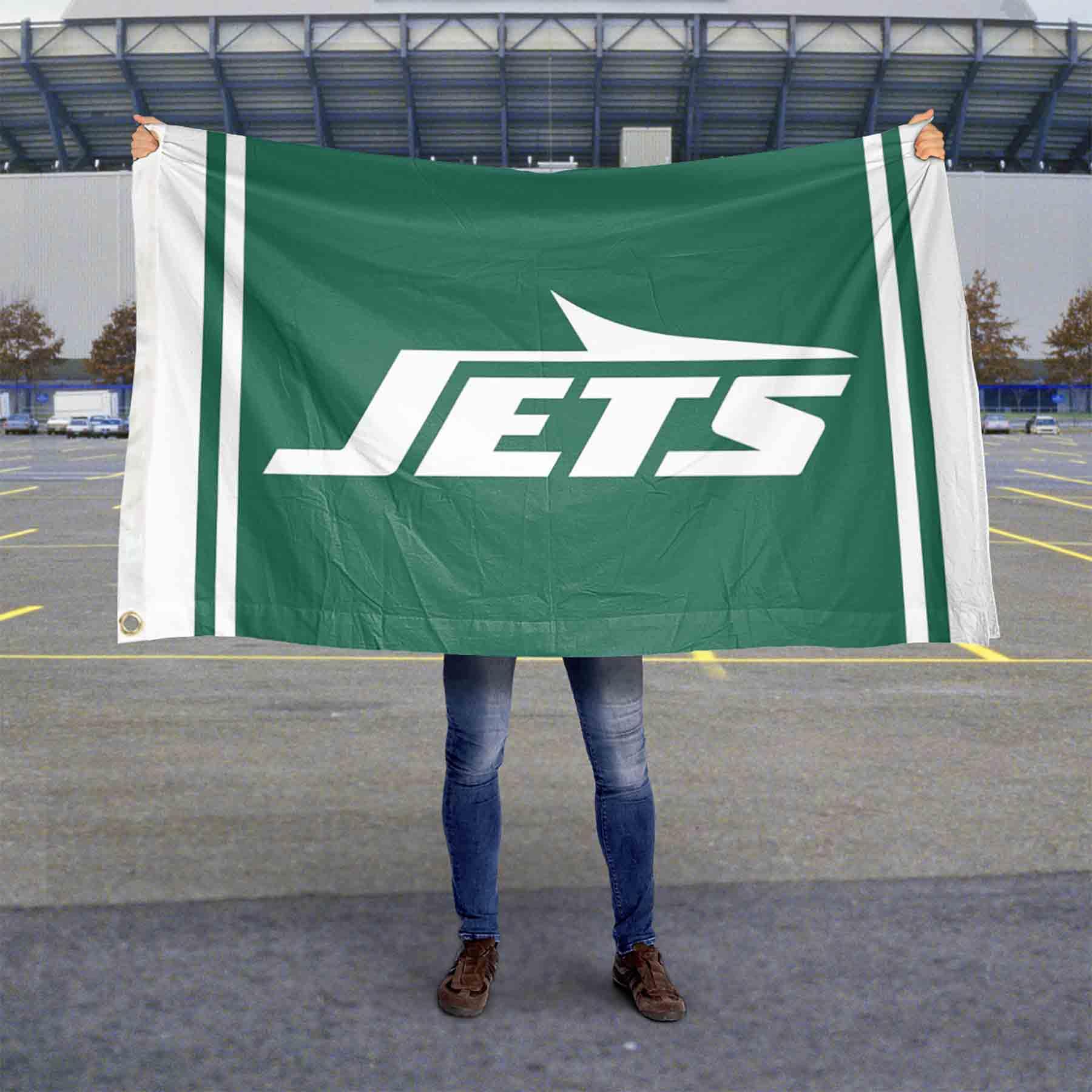 WinCraft New York Jets New Logo Large 3x5 Flag - Sports Collectibles, Sports Memorabilia, Sports Fan Shop, Sports Gifts