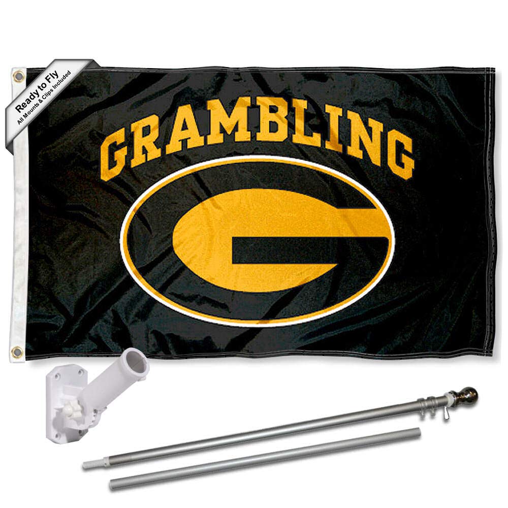 College Flags & Banners Co. Grambling State Tigers Flag with Pole and Bracket Holder University Set - Sports Collectibles, Sports Memorabilia, Sports Fan Shop, Sports Gifts