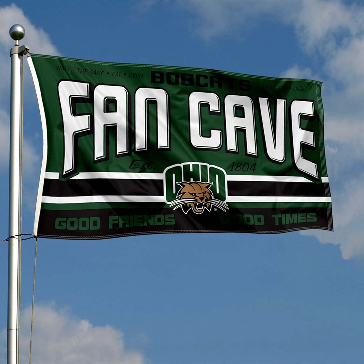 Ohio Bobcats Fan Man Cave Banner Flag - Sports Collectibles, Sports Memorabilia, Sports Fan Shop, Sports Gifts