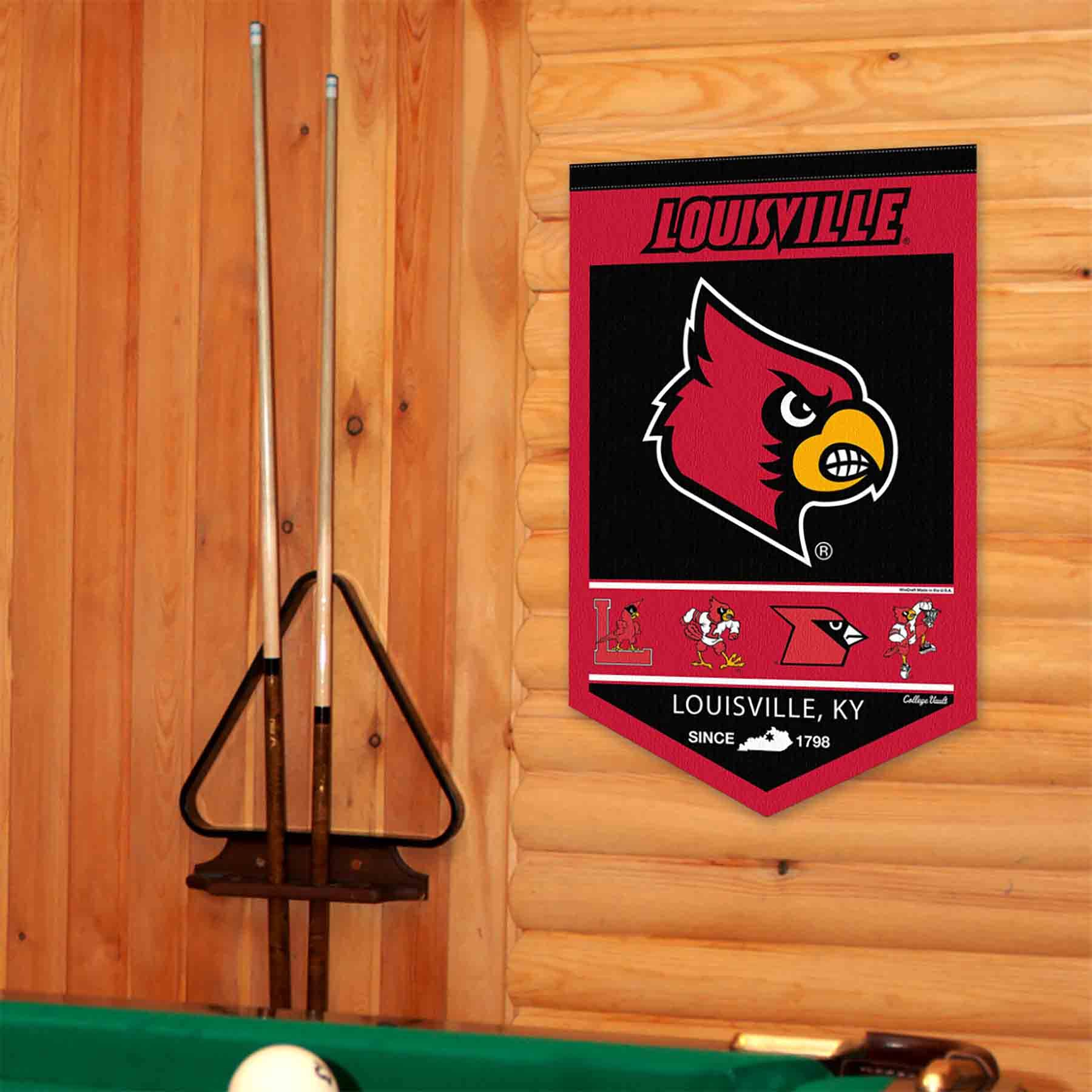 College Flags & Banners Co. Louisville Cardinals Heritage History Banner Pennant - Sports Collectibles, Sports Memorabilia, Sports Fan Shop, Sports Gifts