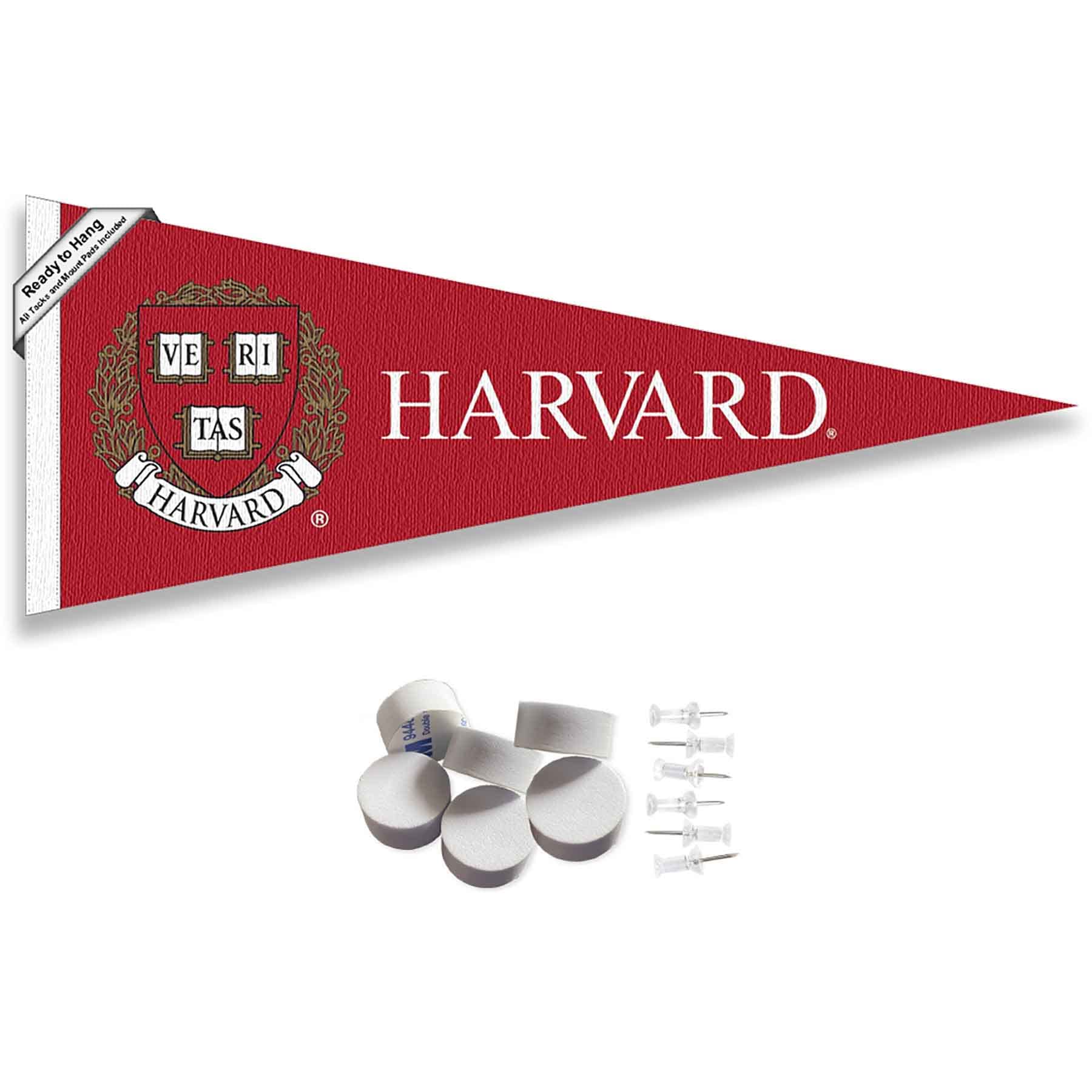 College Flags & Banners Co. Harvard Crimson Pennant Flag and Wall Tack Mount Pads - Sports Collectibles, Sports Memorabilia, Sports Fan Shop, Sports Gifts
